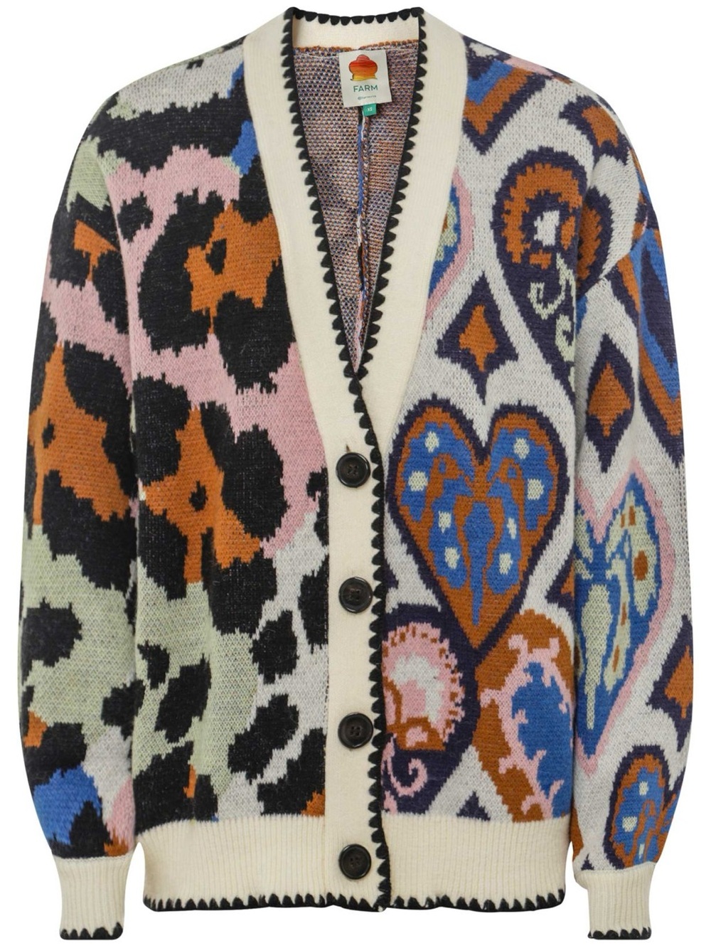 Farm Rio Mixed Ikat Hearts Cardigan